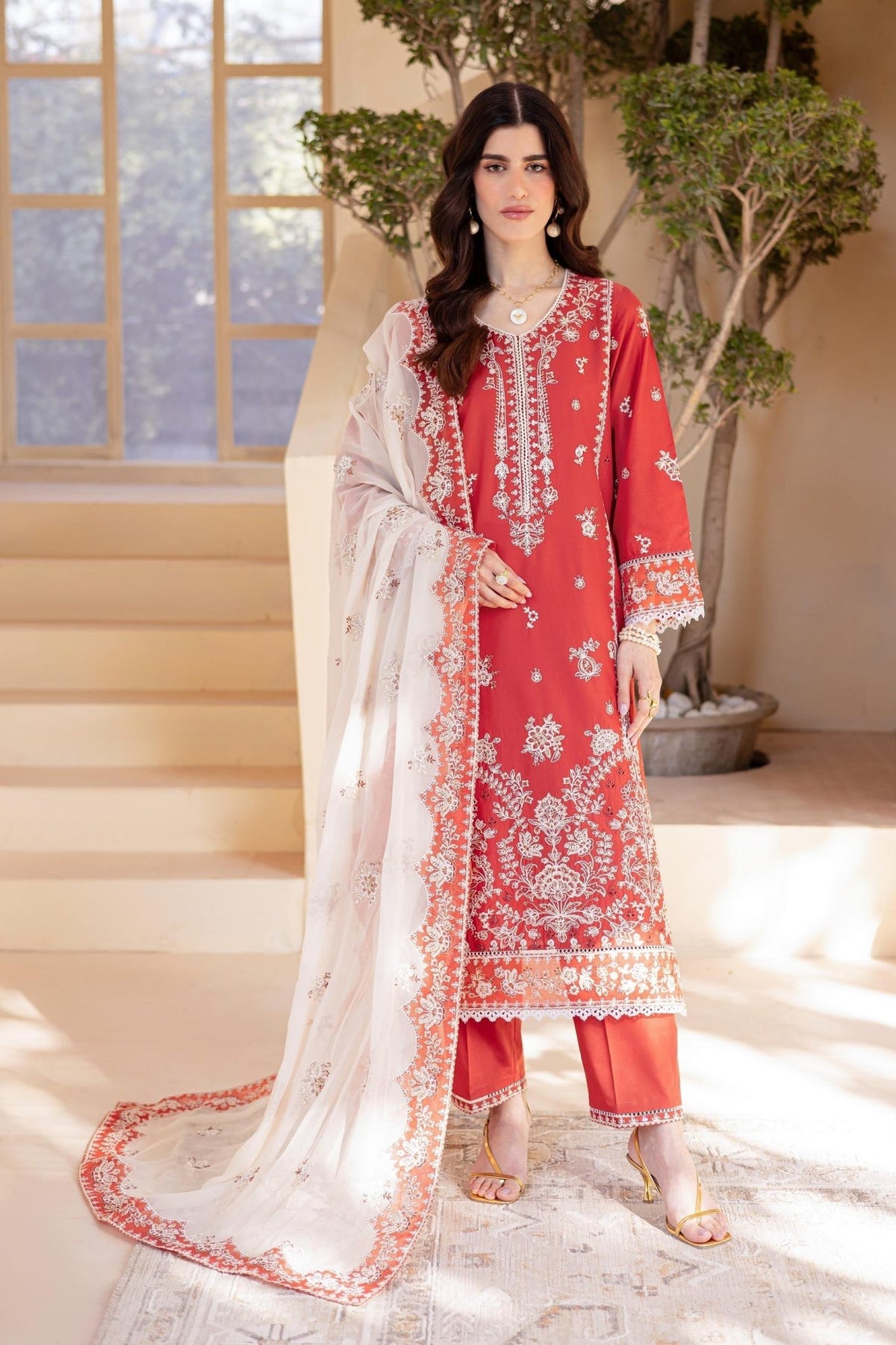Batik | Cyra Luxury Solids | Petrichor-Brand:Batik-Type:Ladies Clothes-Coral Pink-Lawn-House of Maryam- Buy in UK, USA