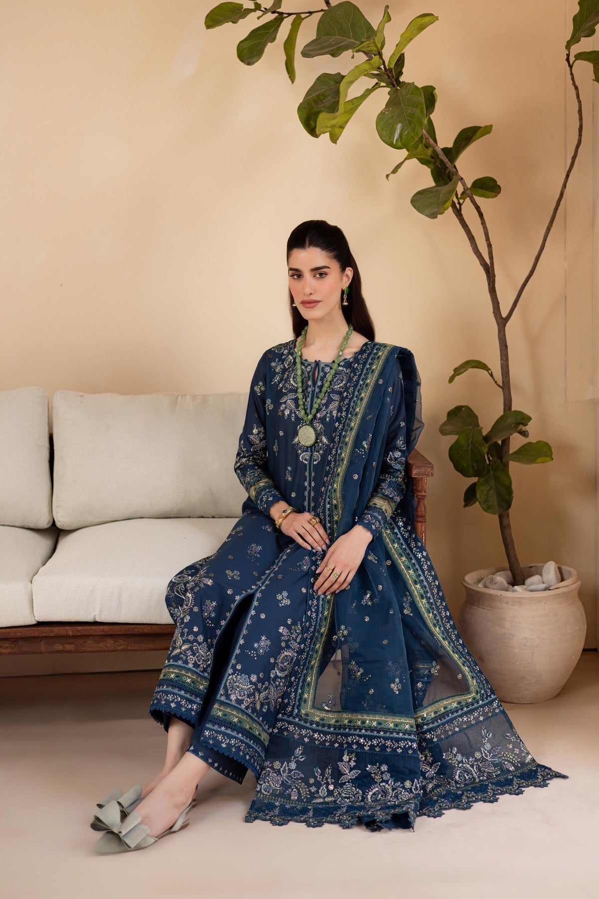 Batik | Cyra Luxury Solids | Twisto-Brand:Batik-Type:Ladies Clothes-Navy-Lawn-House of Maryam- Buy in UK, USA