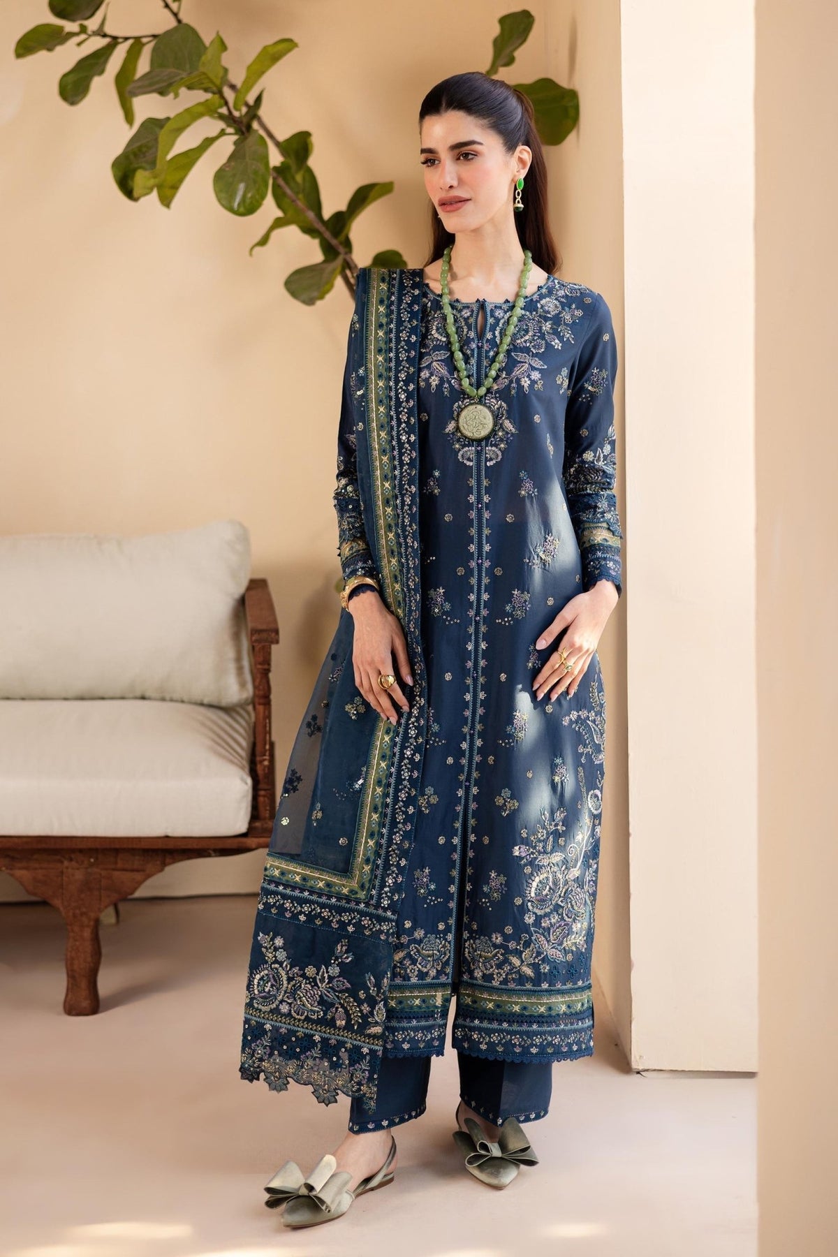 Batik | Cyra Luxury Solids | Twisto-Brand:Batik-Type:Ladies Clothes-Navy-Lawn-House of Maryam- Buy in UK, USA