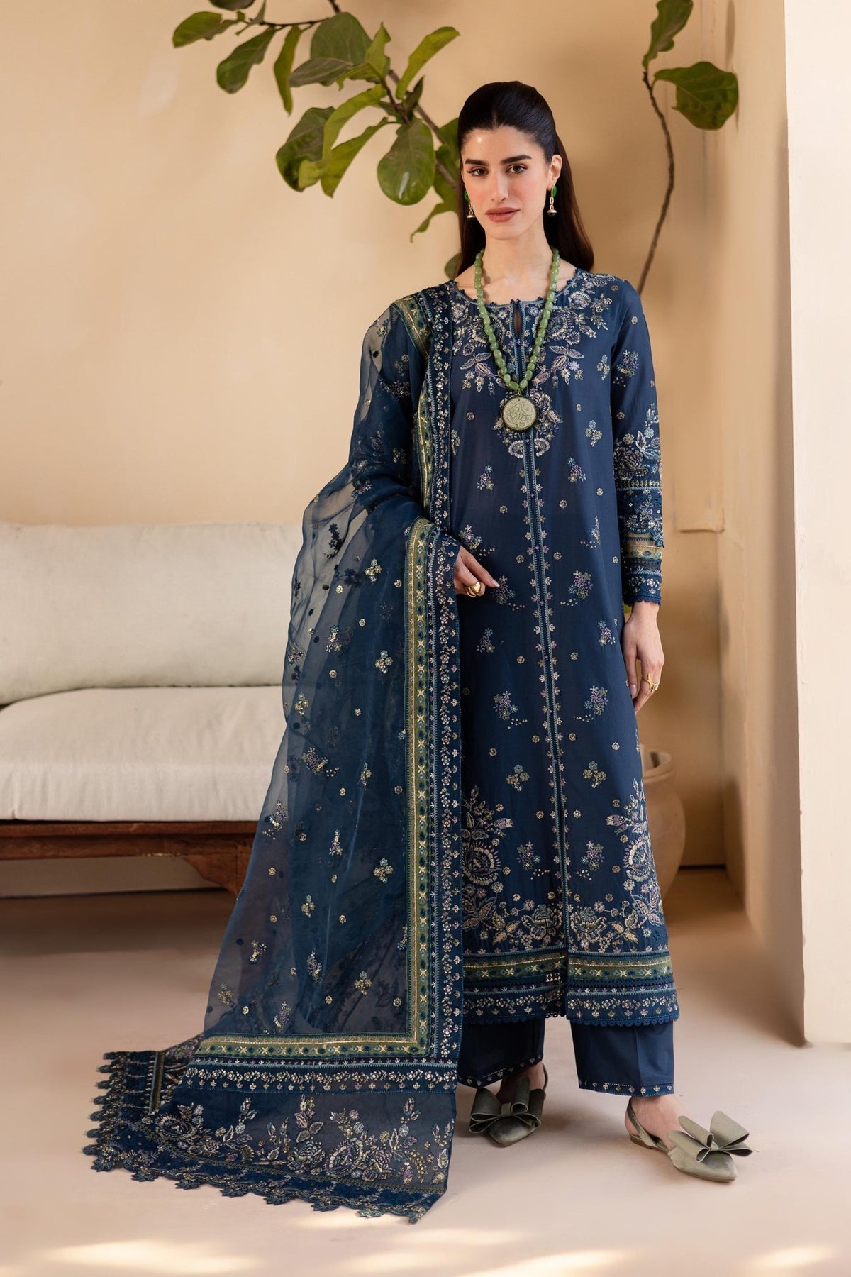 Batik | Cyra Luxury Solids | Twisto-Brand:Batik-Type:Ladies Clothes-Navy-Lawn-House of Maryam- Buy in UK, USA