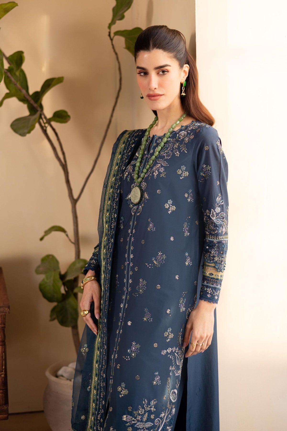 Batik | Cyra Luxury Solids | Twisto-Brand:Batik-Type:Ladies Clothes-Navy-Lawn-House of Maryam- Buy in UK, USA