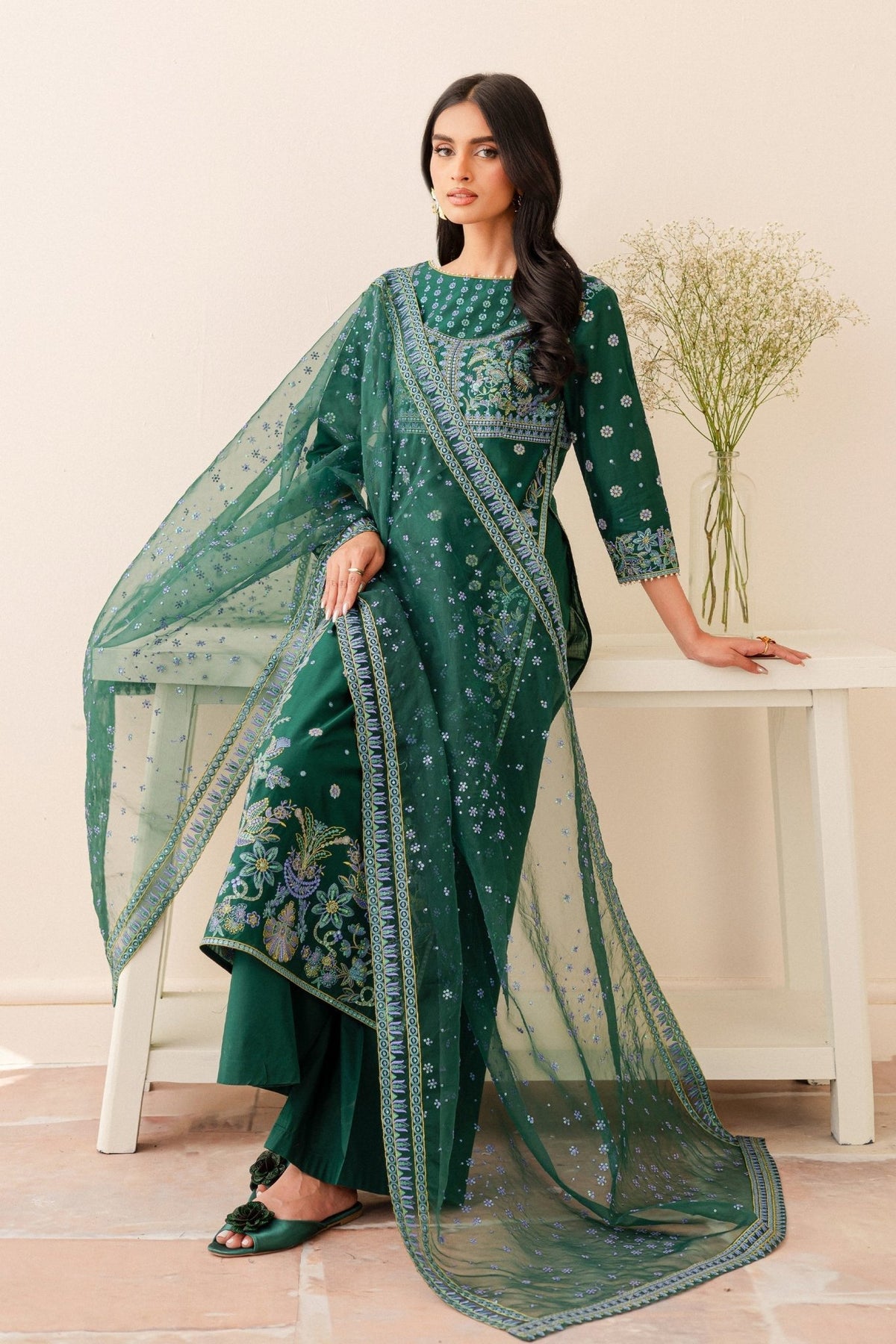 Batik | Kai Formals | Ankisha-Brand:Batik-Type:Ladies Clothes-Dark Teal Green-Lawn-House of Maryam- Buy in UK, USA