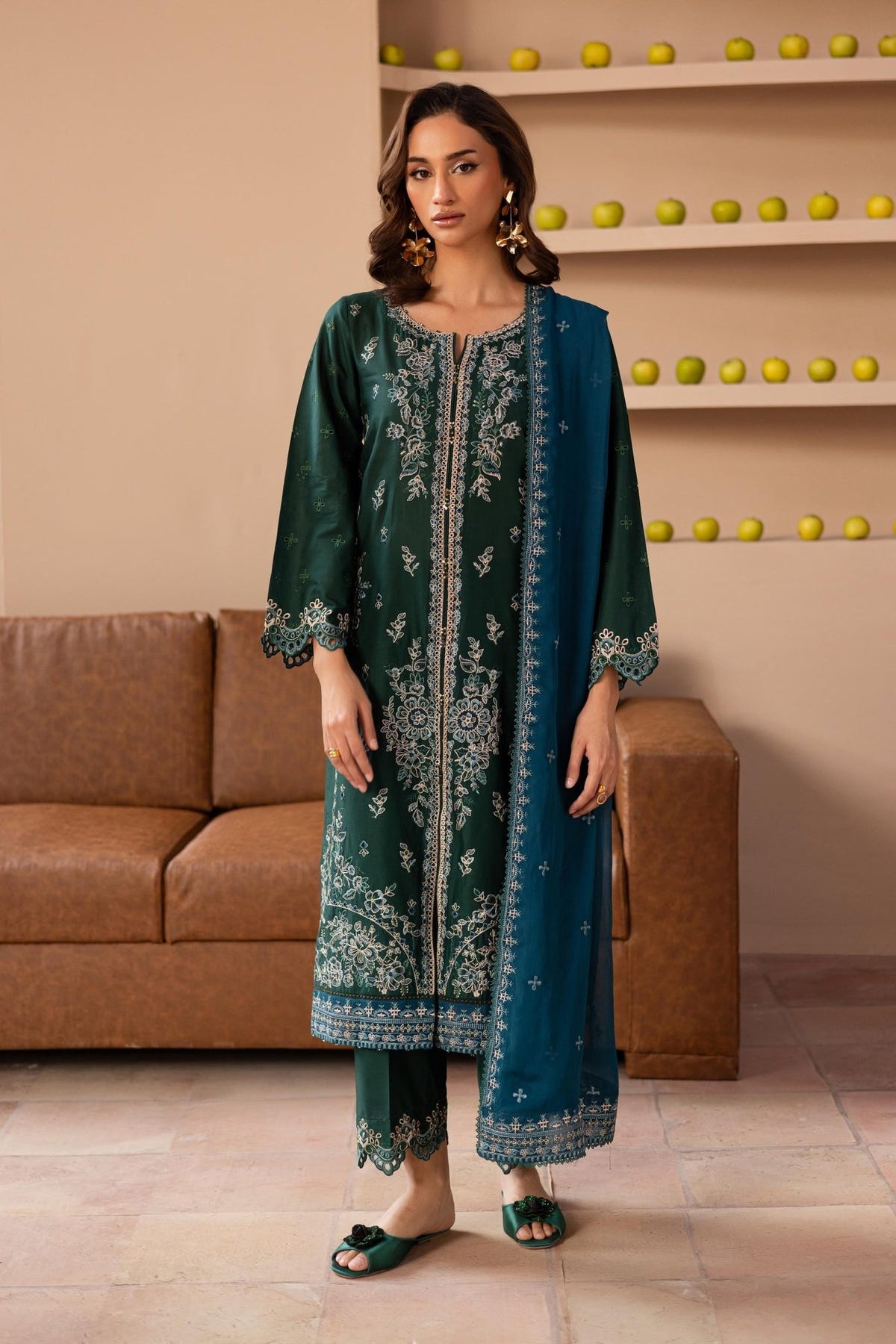 Batik | Kai Formals | Bell Pepper-Brand:Batik-Type:Ladies Clothes-Teal Green-Lawn-House of Maryam- Buy in UK, USA