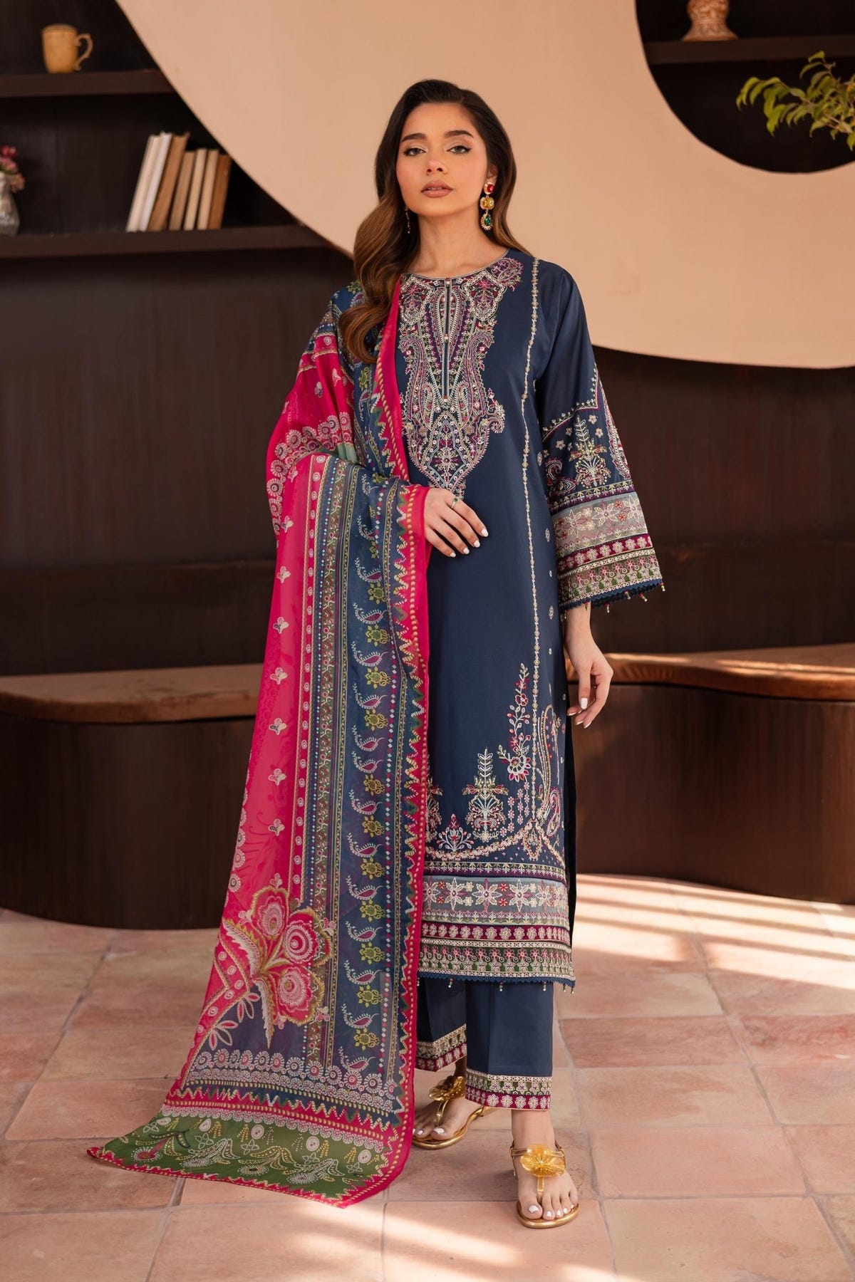 Batik | Kai Formals | Cyan-Brand:Batik-Type:Ladies Clothes-Navy Blue-Lawn-House of Maryam- Buy in UK, USA
