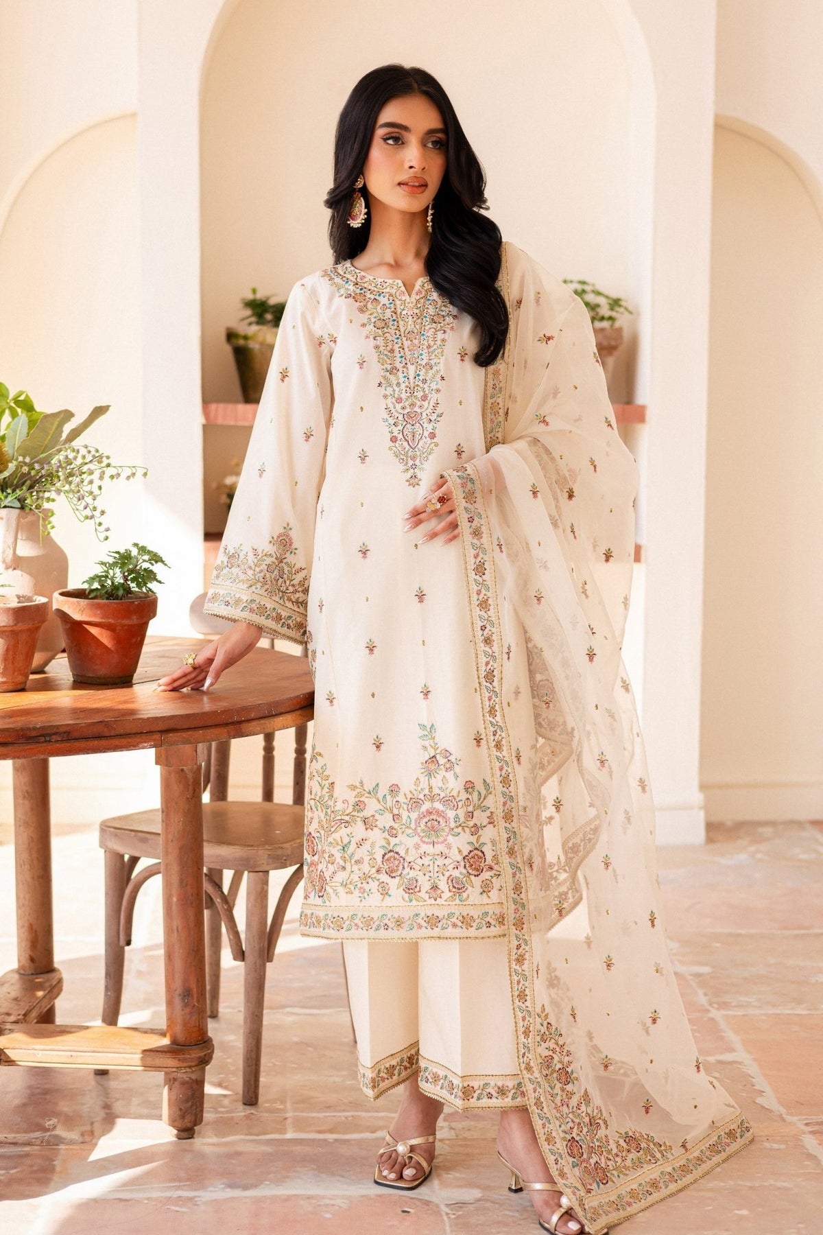 Batik | Kai Formals | Elnaz-Brand:Batik-Type:Ladies Clothes-Ivory-Lawn-House of Maryam- Buy in UK, USA