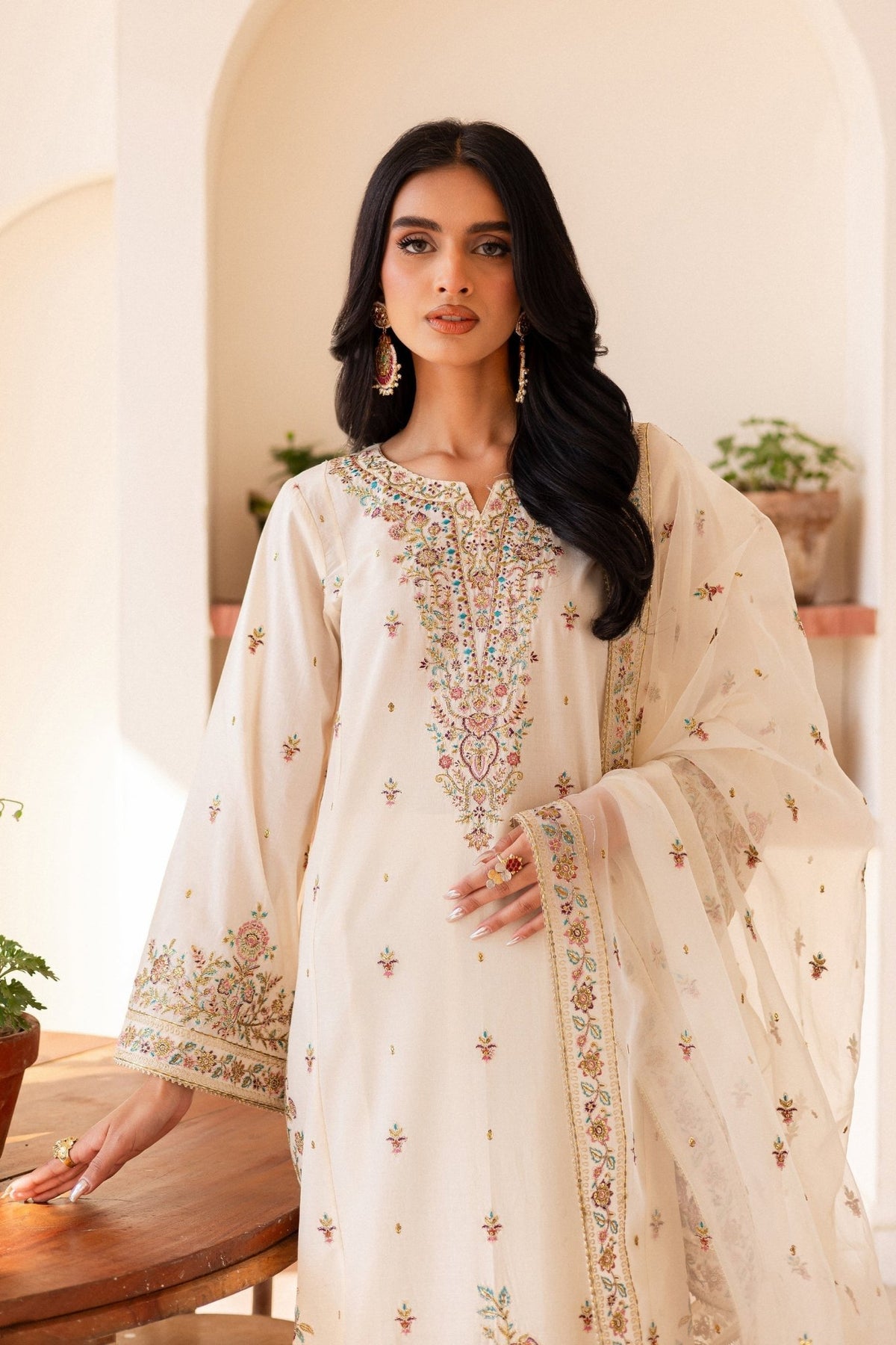 Batik | Kai Formals | Elnaz-Brand:Batik-Type:Ladies Clothes-Ivory-Lawn-House of Maryam- Buy in UK, USA