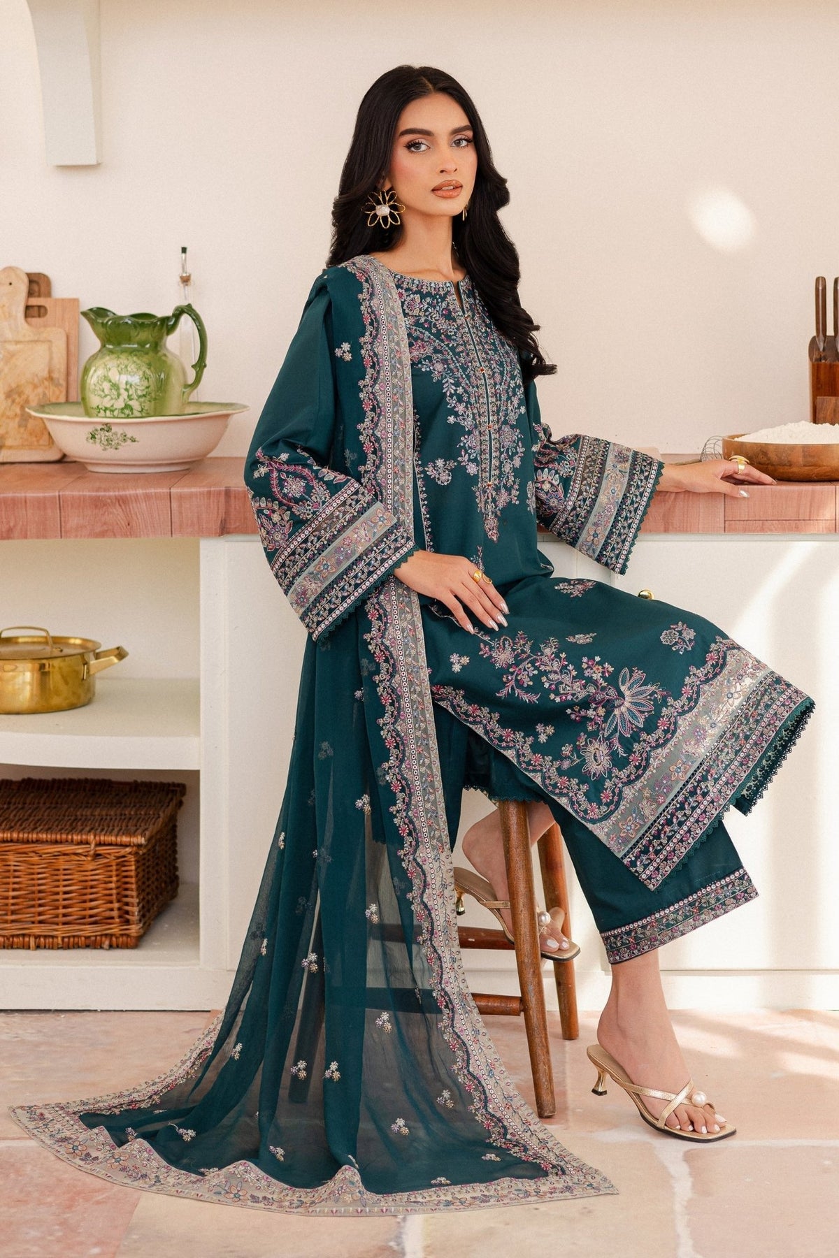 Batik | Kai Formals | Leal-Brand:Batik-Type:Ladies Clothes-Teal Green-Lawn-House of Maryam- Buy in UK, USA