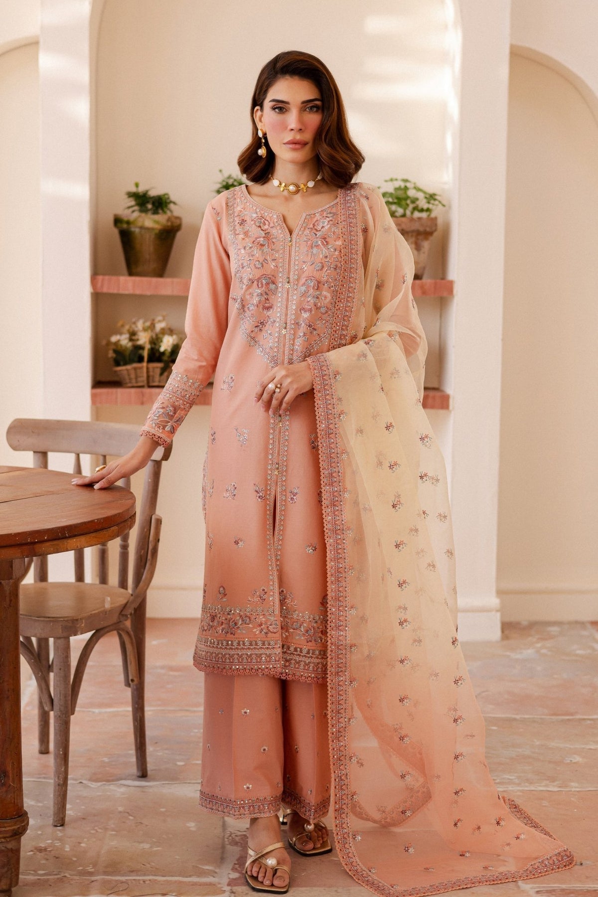 Batik | Kai Formals | Peachie-Brand:Batik-Type:Ladies Clothes-Pale Peach-Lawn-House of Maryam- Buy in UK, USA