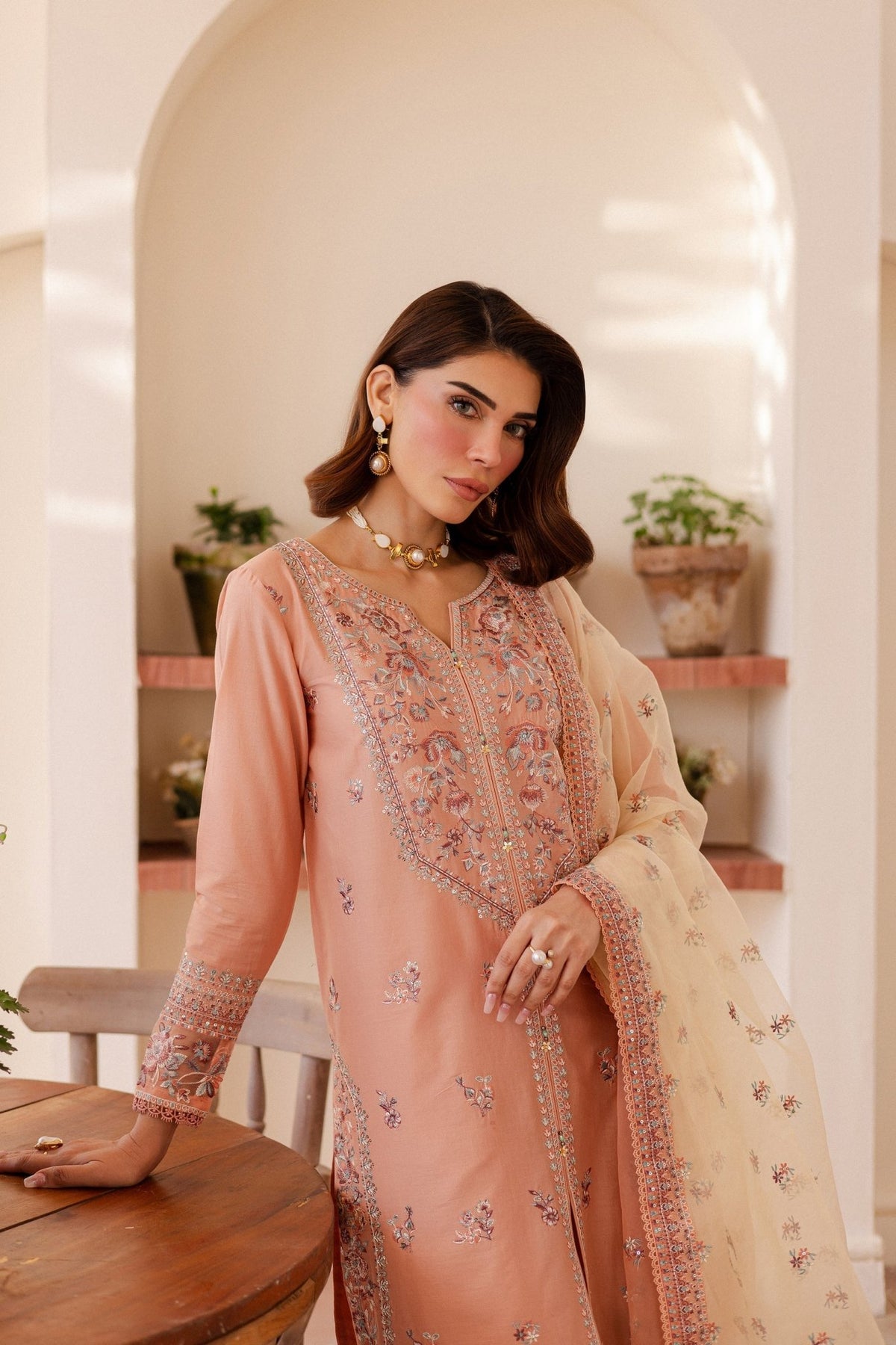 Batik | Kai Formals | Peachie-Brand:Batik-Type:Ladies Clothes-Pale Peach-Lawn-House of Maryam- Buy in UK, USA