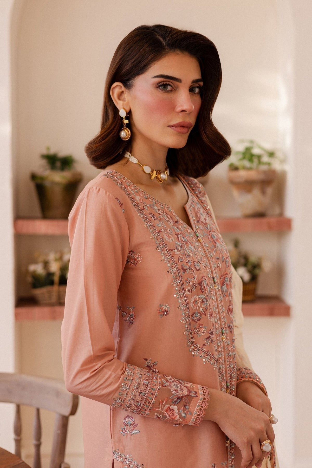 Batik | Kai Formals | Peachie-Brand:Batik-Type:Ladies Clothes-Pale Peach-Lawn-House of Maryam- Buy in UK, USA