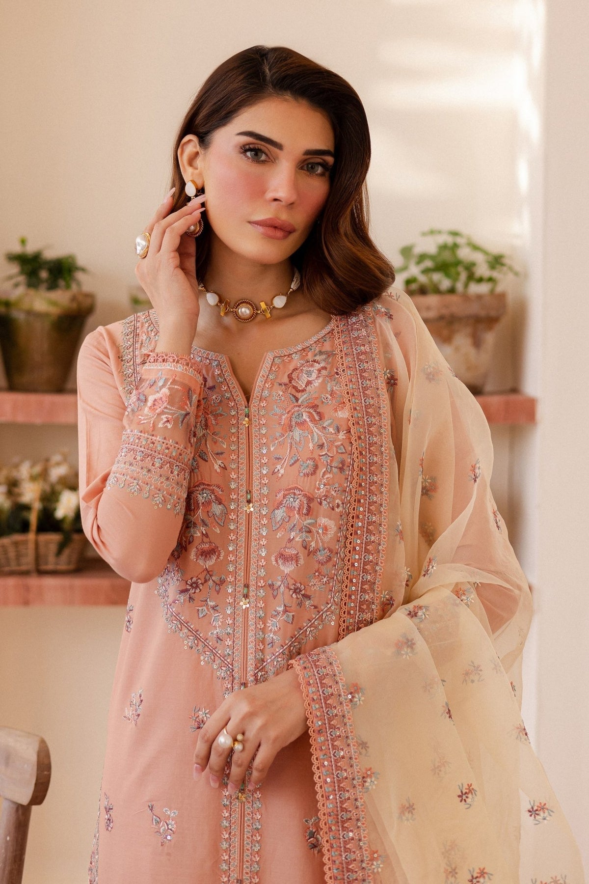 Batik | Kai Formals | Peachie-Brand:Batik-Type:Ladies Clothes-Pale Peach-Lawn-House of Maryam- Buy in UK, USA