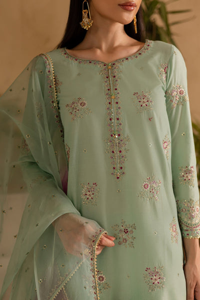 Batik | Nyra Embroidered Summer Solids | Amawas-Brand:Batik-Type:Ladies Clothes-Mint Green-Lawn-House of Maryam- Buy in UK, USA