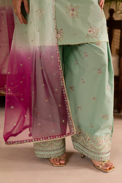 Batik | Nyra Embroidered Summer Solids | Amawas-Brand:Batik-Type:Ladies Clothes-Mint Green-Lawn-House of Maryam- Buy in UK, USA