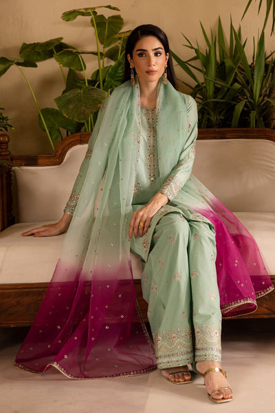 Batik | Nyra Embroidered Summer Solids | Amawas-Brand:Batik-Type:Ladies Clothes-Mint Green-Lawn-House of Maryam- Buy in UK, USA