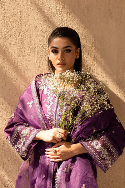 Batik | Nyra Embroidered Summer Solids | Amethyst-Brand:Batik-Type:Ladies Clothes-Dark Purple-Lawn-House of Maryam- Buy in UK, USA