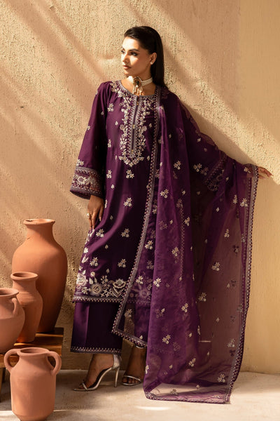 Batik | Nyra Embroidered Summer Solids | Amethyst-Brand:Batik-Type:Ladies Clothes-Dark Purple-Lawn-House of Maryam- Buy in UK, USA