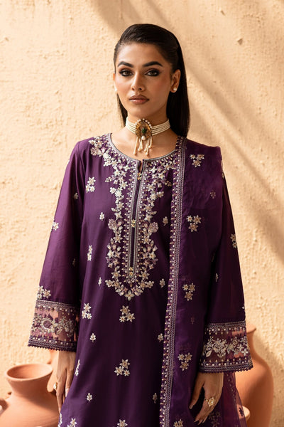 Batik | Nyra Embroidered Summer Solids | Amethyst-Brand:Batik-Type:Ladies Clothes-Dark Purple-Lawn-House of Maryam- Buy in UK, USA