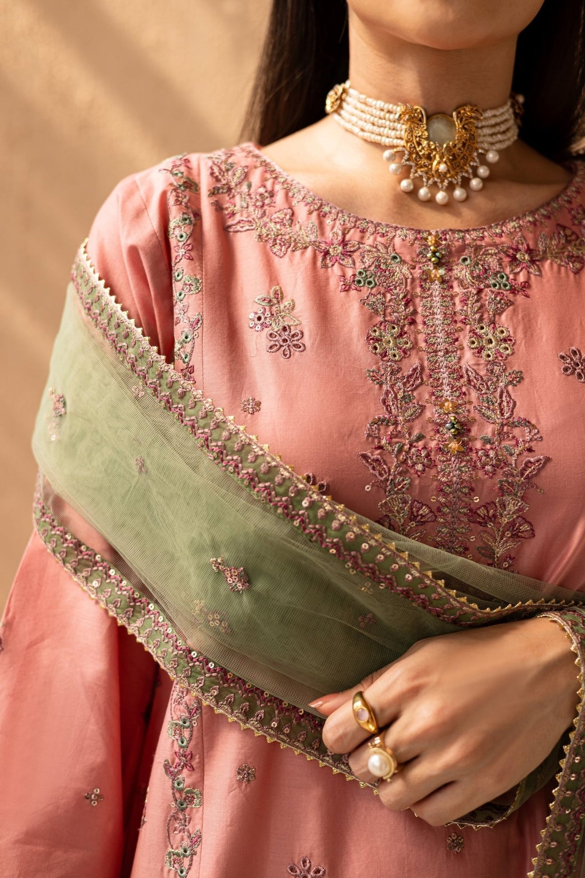 Batik | Nyra Embroidered Summer Solids | Anastasia-Brand:Batik-Type:Ladies Clothes-Peach Pink-Lawn-House of Maryam- Buy in UK, USA