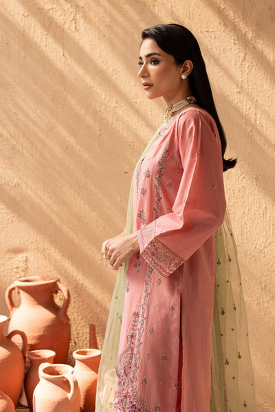 Batik | Nyra Embroidered Summer Solids | Anastasia-Brand:Batik-Type:Ladies Clothes-Peach Pink-Lawn-House of Maryam- Buy in UK, USA