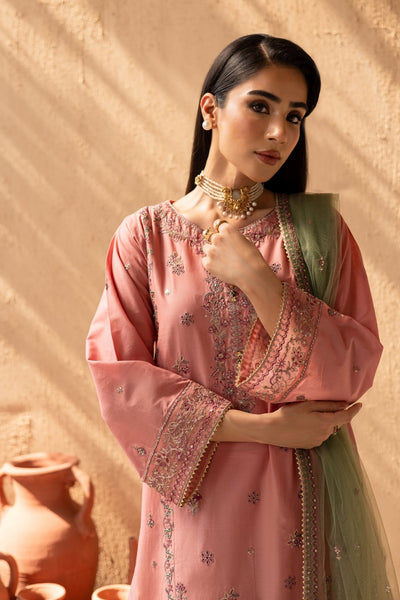 Batik | Nyra Embroidered Summer Solids | Anastasia-Brand:Batik-Type:Ladies Clothes-Peach Pink-Lawn-House of Maryam- Buy in UK, USA