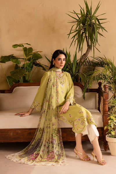 Batik | Nyra Embroidered Summer Solids | Apple Pie-Brand:Batik-Type:Ladies Clothes-Neon Green-Lawn-House of Maryam- Buy in UK, USA