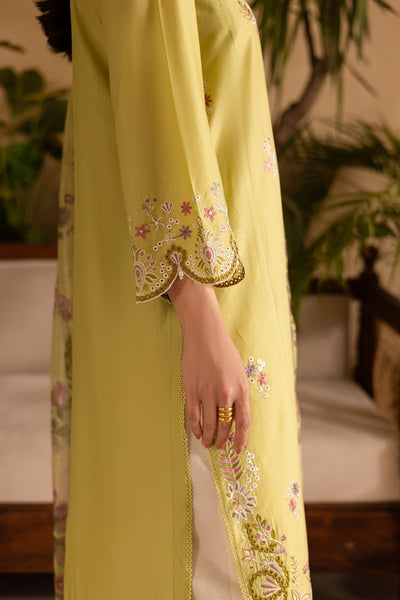 Batik | Nyra Embroidered Summer Solids | Apple Pie-Brand:Batik-Type:Ladies Clothes-Neon Green-Lawn-House of Maryam- Buy in UK, USA