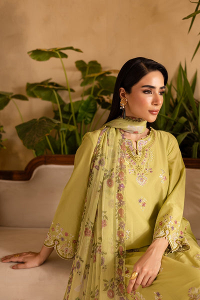 Batik | Nyra Embroidered Summer Solids | Apple Pie-Brand:Batik-Type:Ladies Clothes-Neon Green-Lawn-House of Maryam- Buy in UK, USA