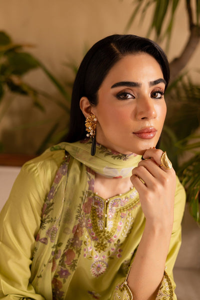 Batik | Nyra Embroidered Summer Solids | Apple Pie-Brand:Batik-Type:Ladies Clothes-Neon Green-Lawn-House of Maryam- Buy in UK, USA