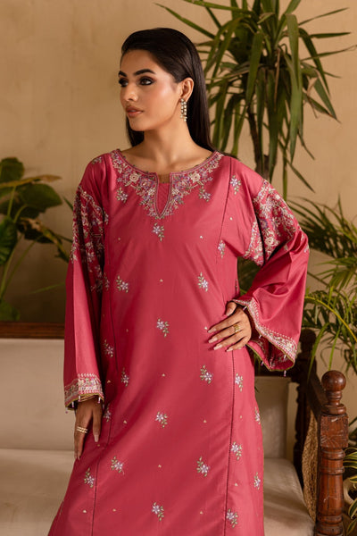 Batik | Nyra Embroidered Summer Solids | Blush-Brand:Batik-Type:Ladies Clothes-Coral Pink-Lawn-House of Maryam- Buy in UK, USA
