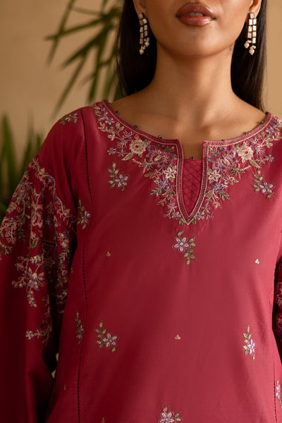 Batik | Nyra Embroidered Summer Solids | Blush-Brand:Batik-Type:Ladies Clothes-Coral Pink-Lawn-House of Maryam- Buy in UK, USA
