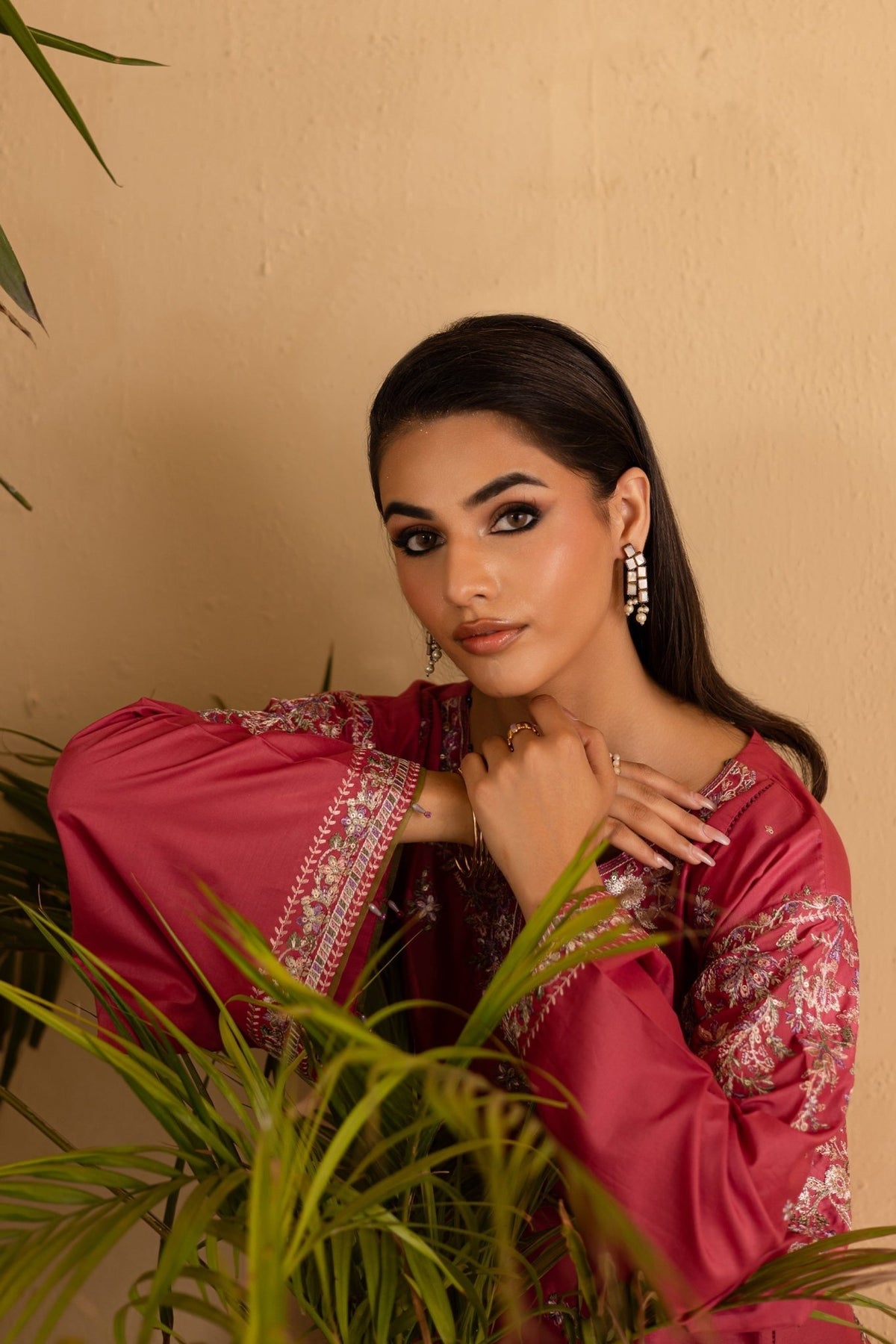 Batik | Nyra Embroidered Summer Solids | Blush-Brand:Batik-Type:Ladies Clothes-Coral Pink-Lawn-House of Maryam- Buy in UK, USA