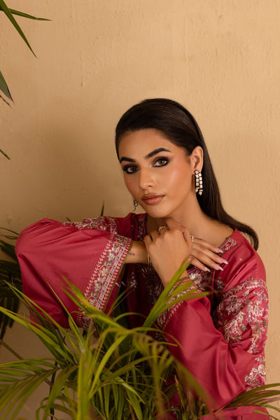 Batik | Nyra Embroidered Summer Solids | Blush-Brand:Batik-Type:Ladies Clothes-Coral Pink-Lawn-House of Maryam- Buy in UK, USA