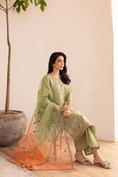 Batik | Nyra Embroidered Summer Solids | Citrus Glow-Brand:Batik-Type:Ladies Clothes-Neon Mint-Lawn-House of Maryam- Buy in UK, USA