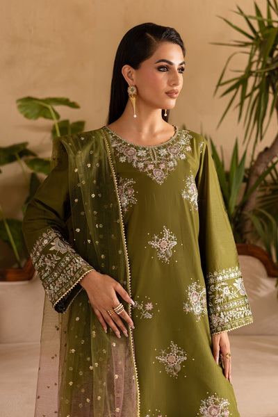 Batik | Nyra Embroidered Summer Solids | Farshi Green-Brand:Batik-Type:Ladies Clothes-mendhi-Lawn-House of Maryam- Buy in UK, USA