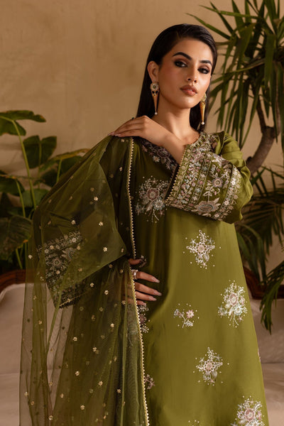 Batik | Nyra Embroidered Summer Solids | Farshi Green-Brand:Batik-Type:Ladies Clothes-mendhi-Lawn-House of Maryam- Buy in UK, USA