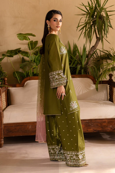 Batik | Nyra Embroidered Summer Solids | Farshi Green-Brand:Batik-Type:Ladies Clothes-mendhi-Lawn-House of Maryam- Buy in UK, USA