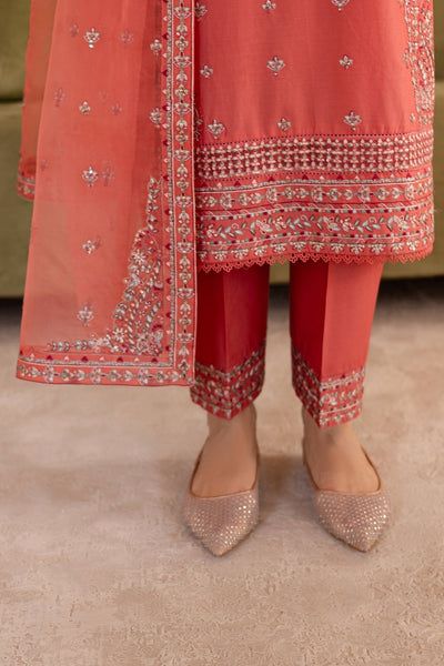 Batik | Nyra Embroidered Summer Solids | Fika-Brand:Batik-Type:Ladies Clothes-Peach-Lawn-House of Maryam- Buy in UK, USA