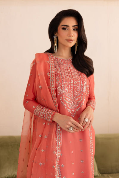 Batik | Nyra Embroidered Summer Solids | Fika-Brand:Batik-Type:Ladies Clothes-Peach-Lawn-House of Maryam- Buy in UK, USA