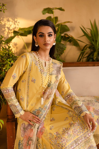 Batik | Nyra Embroidered Summer Solids | Maize-Brand:Batik-Type:Ladies Clothes-Maize Yellow-Lawn-House of Maryam- Buy in UK, USA