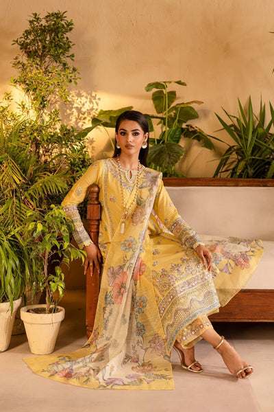 Batik | Nyra Embroidered Summer Solids | Maize-Brand:Batik-Type:Ladies Clothes-Maize Yellow-Lawn-House of Maryam- Buy in UK, USA