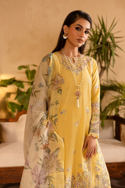 Batik | Nyra Embroidered Summer Solids | Maize-Brand:Batik-Type:Ladies Clothes-Maize Yellow-Lawn-House of Maryam- Buy in UK, USA