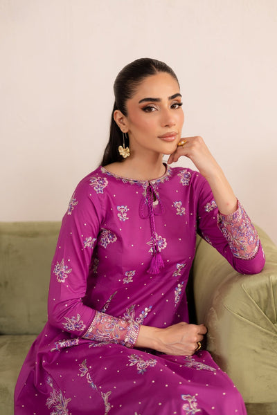 Batik | Nyra Embroidered Summer Solids | Mehlam-Brand:Batik-Type:Ladies Clothes-Magenta-Lawn-House of Maryam- Buy in UK, USA