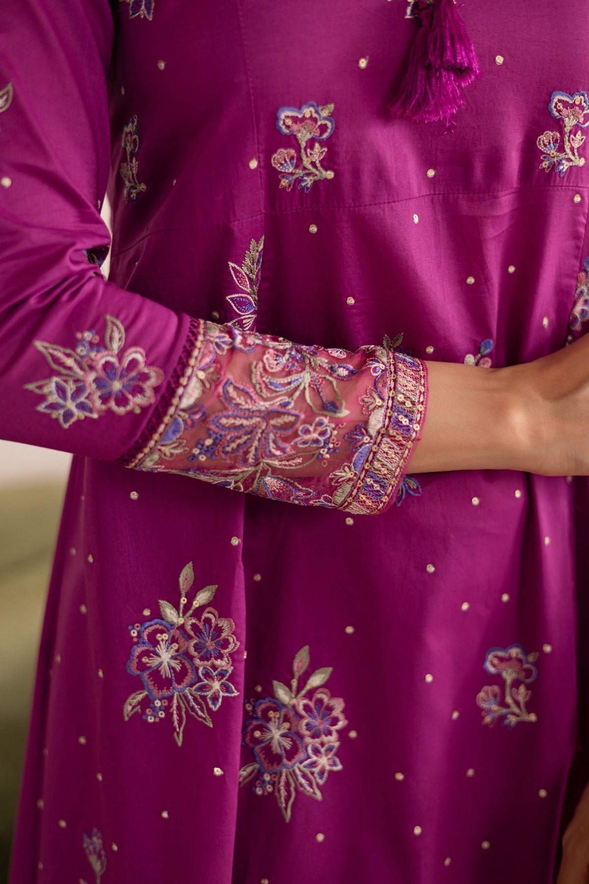 Batik | Nyra Embroidered Summer Solids | Mehlam-Brand:Batik-Type:Ladies Clothes-Magenta-Lawn-House of Maryam- Buy in UK, USA