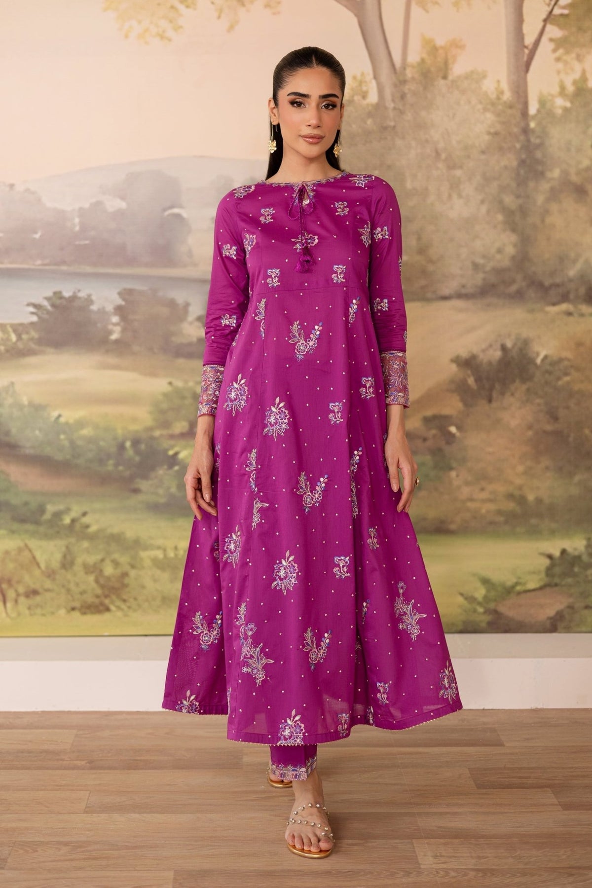 Batik | Nyra Embroidered Summer Solids | Mehlam-Brand:Batik-Type:Ladies Clothes-Magenta-Lawn-House of Maryam- Buy in UK, USA