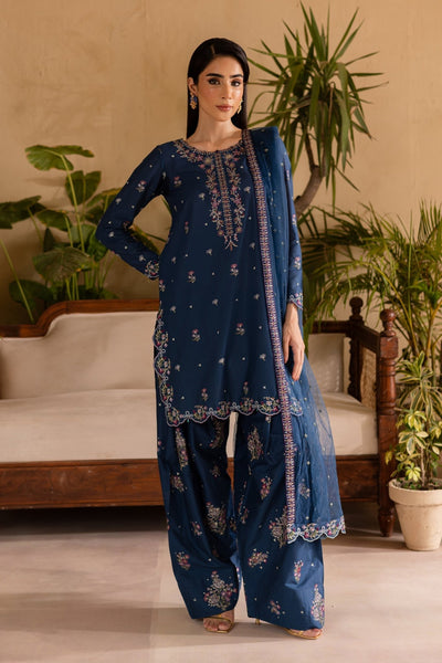 Batik | Nyra Embroidered Summer Solids | Perk-Brand:Batik-Type:Ladies Clothes-Navy-Lawn-House of Maryam- Buy in UK, USA