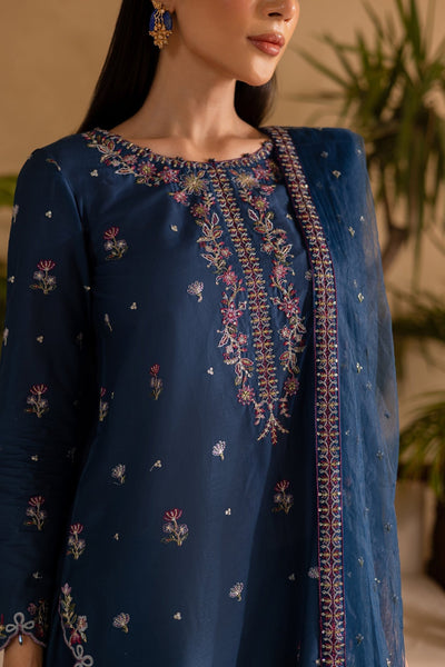 Batik | Nyra Embroidered Summer Solids | Perk-Brand:Batik-Type:Ladies Clothes-Navy-Lawn-House of Maryam- Buy in UK, USA