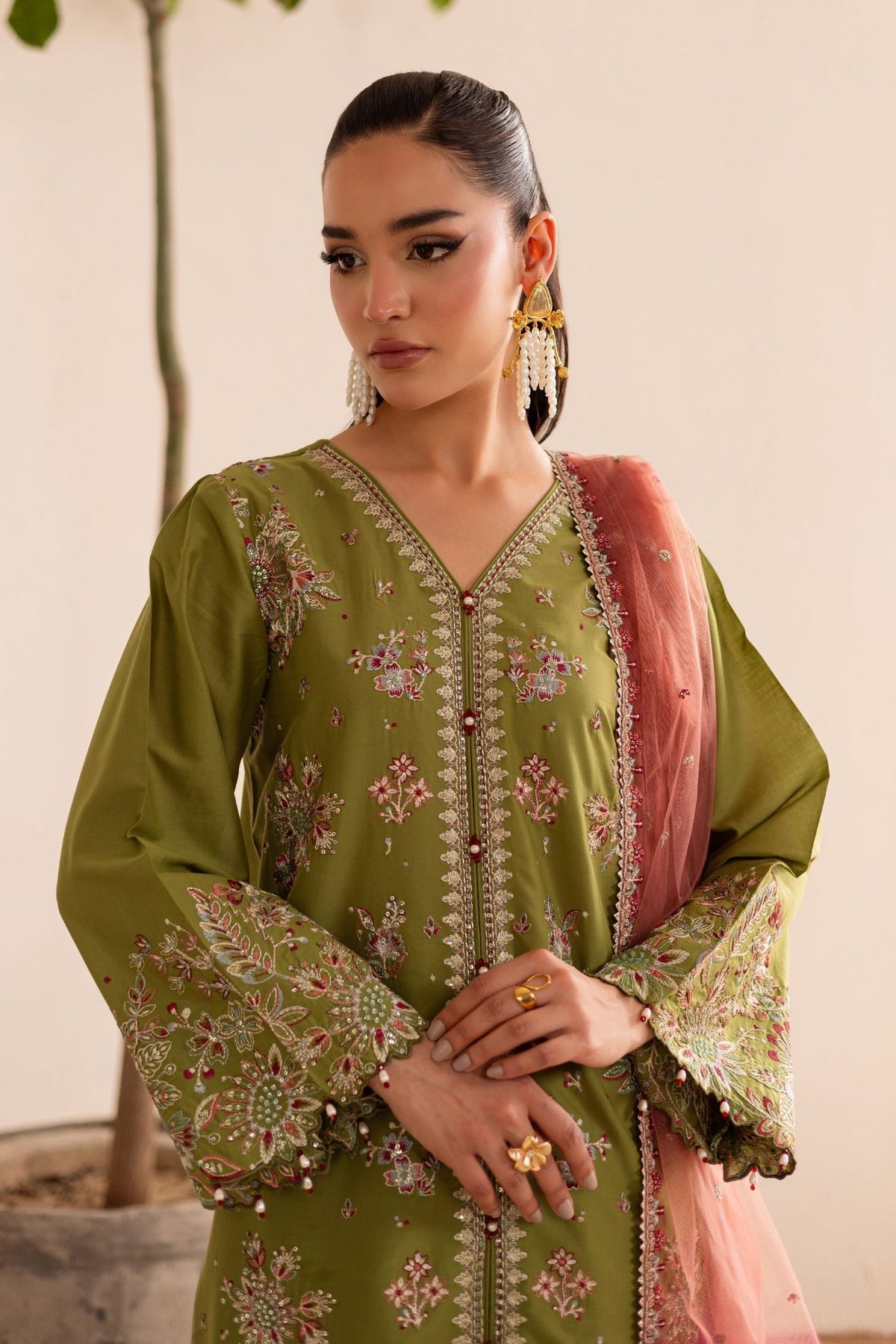 Batik | Nyra Embroidered Summer Solids | Slush-Brand:Batik-Type:Ladies Clothes-Apple Green-Lawn-House of Maryam- Buy in UK, USA