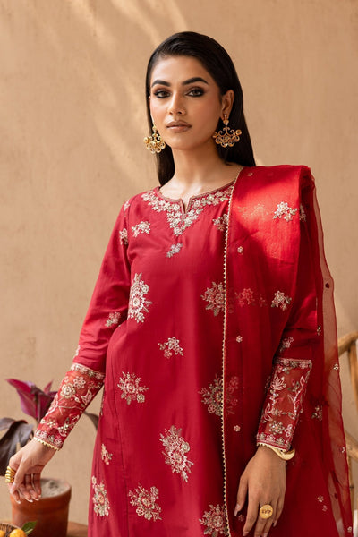 Batik | Nyra Embroidered Summer Solids | Starburst-Brand:Batik-Type:Ladies Clothes-Red-Lawn-House of Maryam- Buy in UK, USA