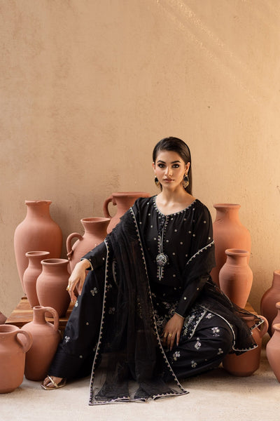 Batik | Nyra Embroidered Summer Solids | Varsha-Brand:Batik-Type:Ladies Clothes-Black-Lawn-House of Maryam- Buy in UK, USA