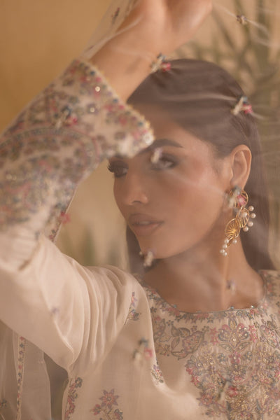 Batik | Nyra Embroidered Summer Solids | White Dove-Brand:Batik-Type:Ladies Clothes-Ivory-Lawn-House of Maryam- Buy in UK, USA